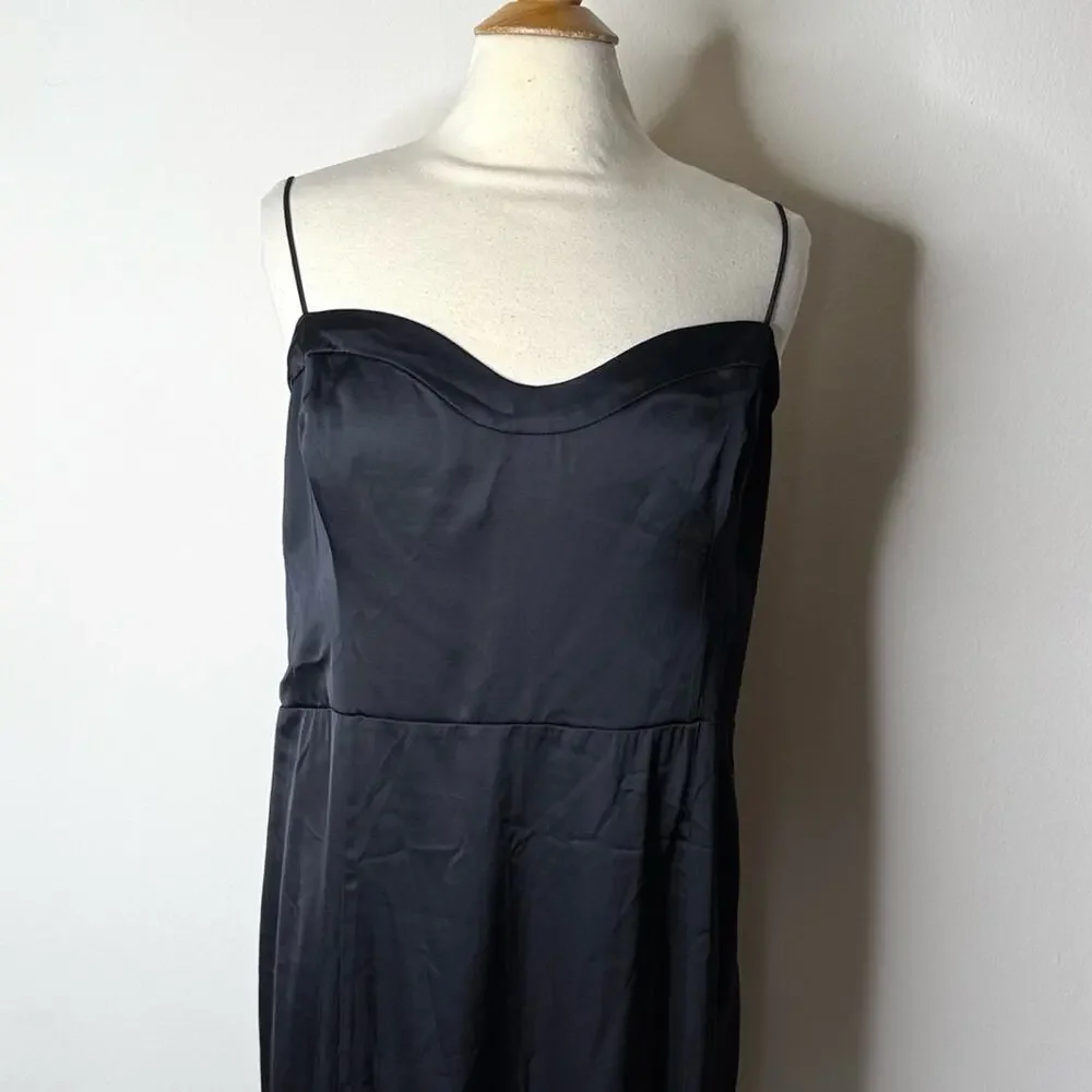 Abercrombie Black Satin Camille Maxi Dress - Picture 3 of 10